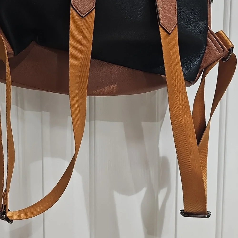 Two-Tone Black and Brown Backpack
